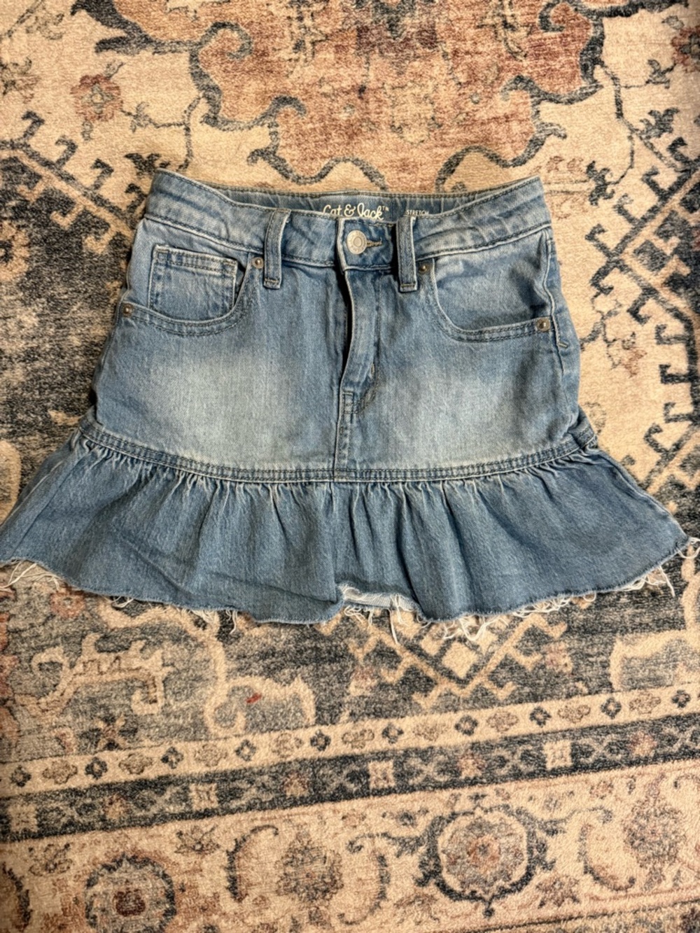 Cat & Jack Light Blue Denim Button-Front Skirt